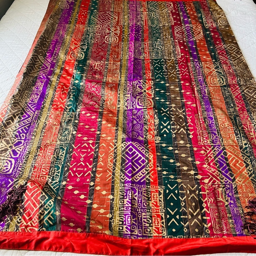 Bohemian Colorful Patterned Throw or Tablecloth with Tassels 40”x60” - Picture 8 of 10